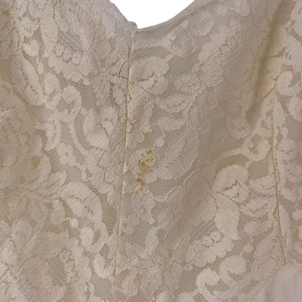 Vintage Slip 60s Baronet Size 36 Union Label Lace Mid Century Lingerie Ivory Top